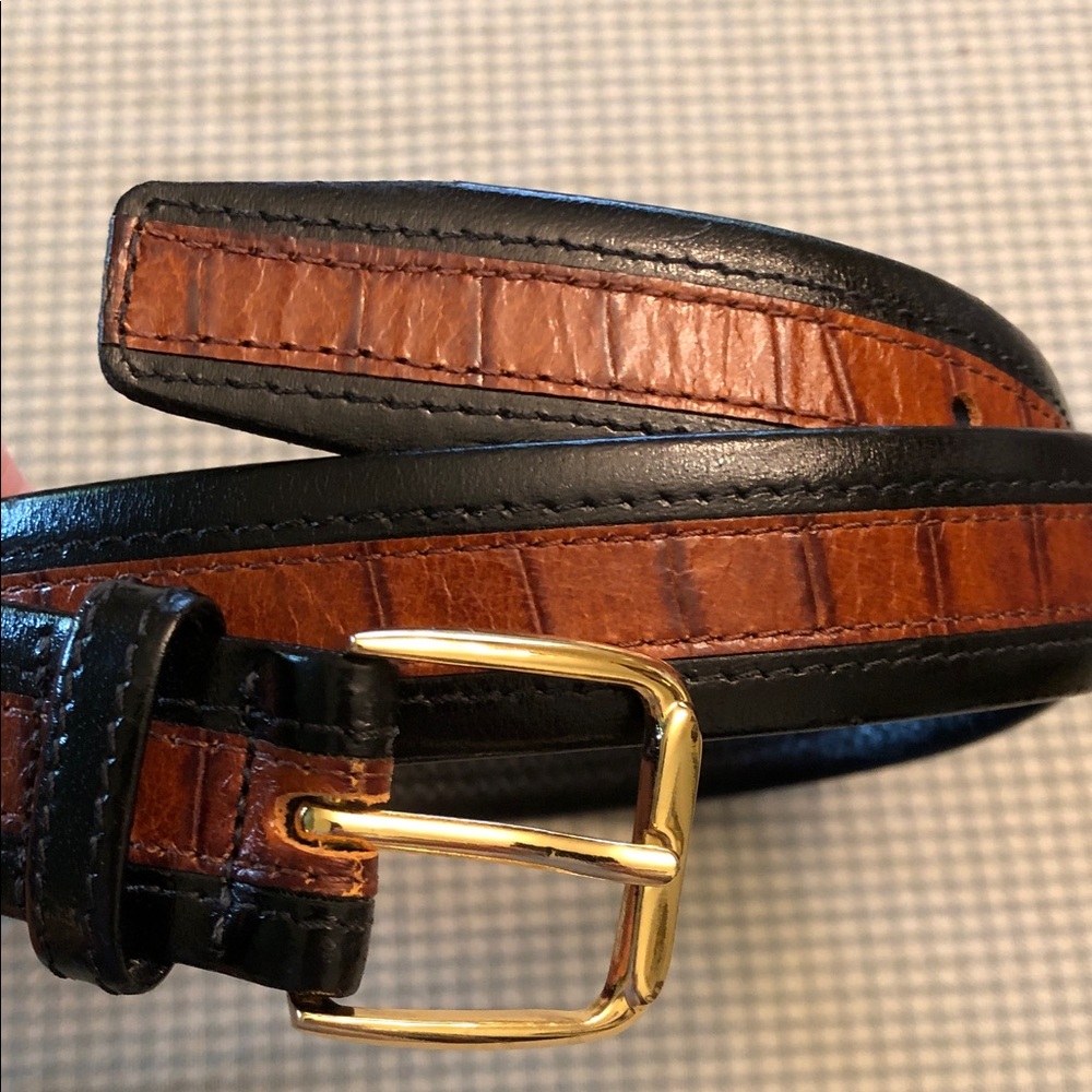 Pierre Cardin Paris 18727B Black & Brown Size 36 Leather Gold Toned Buckle #838